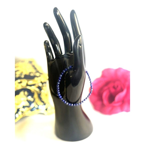 Natural Lapis Lazuli 4 MM Bead Bracelet - Picture 2 of 4